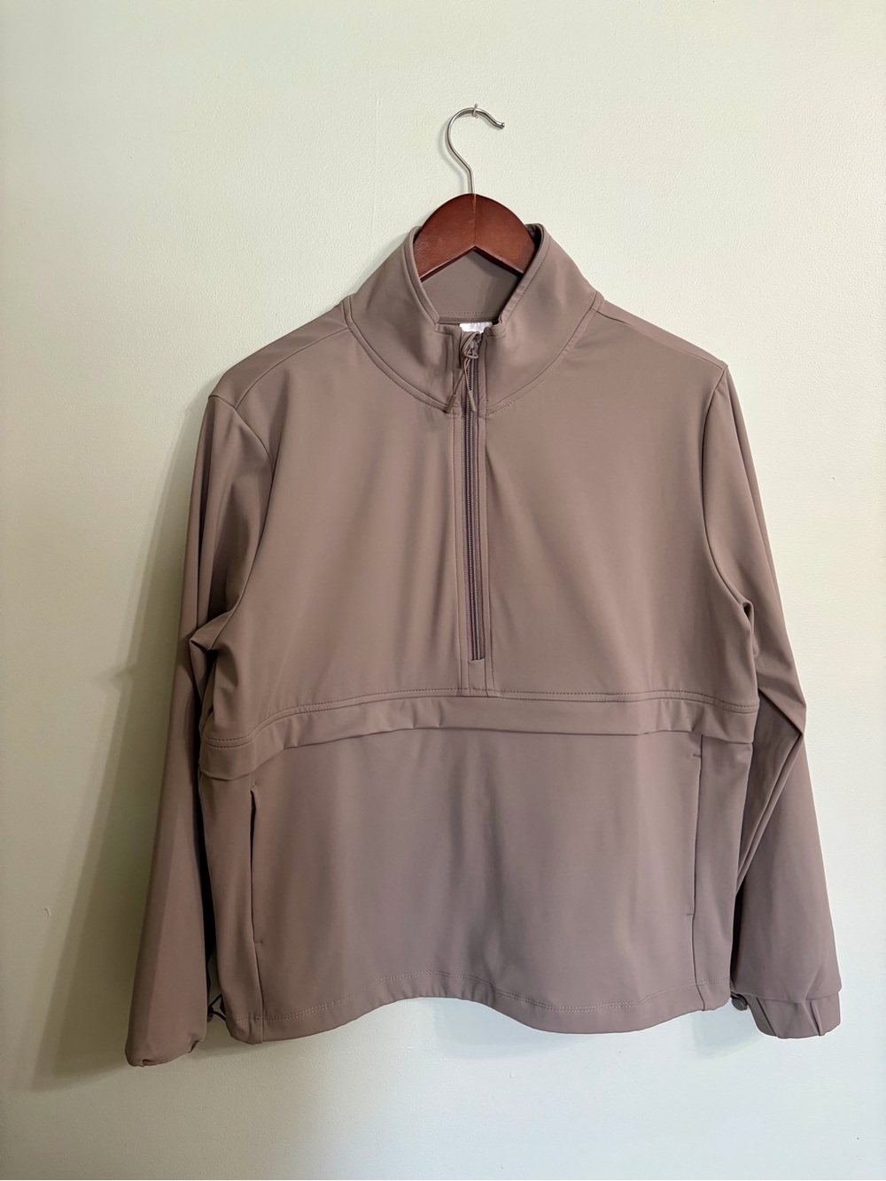 Women's Lightweight Half-Zip Bomber Jacket - Taupe